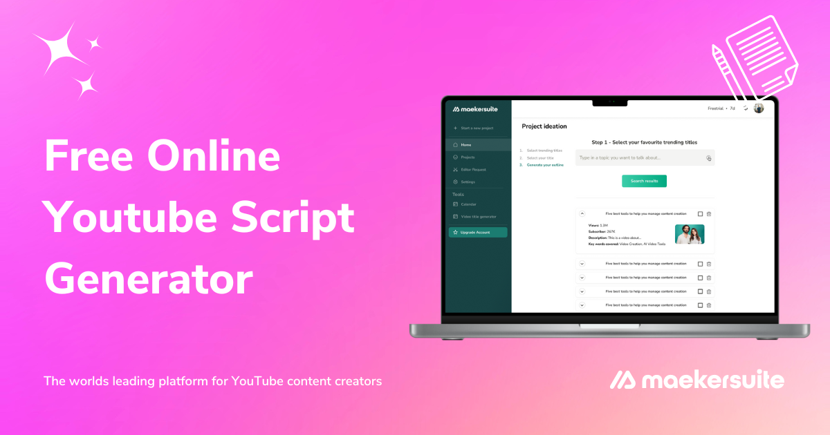 Youtube Script Generator | Maekersuite